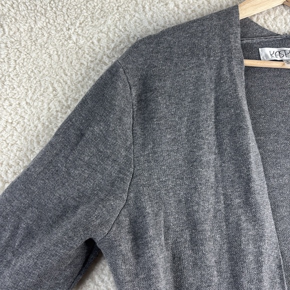 NWT Kasper Womens Gray Faux Fur Trim Cuff Open-Front Cardigan Sweater M MEDIUM - Picture 5 of 14